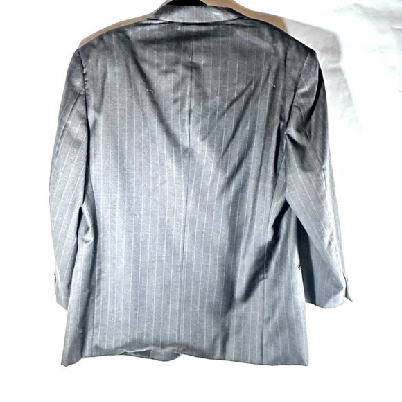Claiborne Size 46R 46S Pin Striped Blazer Wool Black Gray - Picture 7 of 10